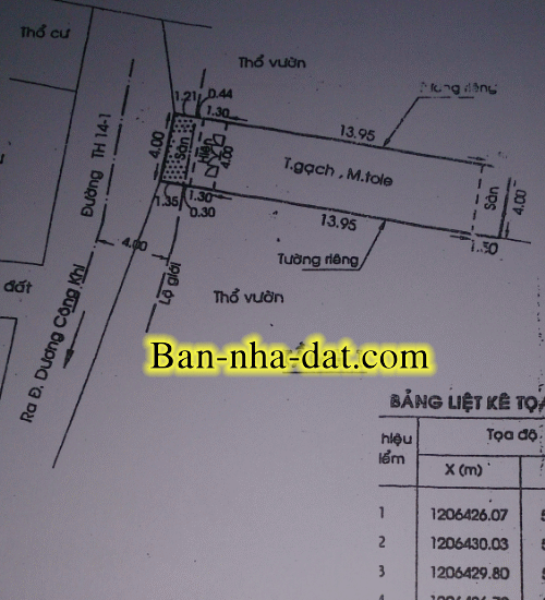 Bán nhà đường Tân Hiệp 14, huyện Hóc Môn, TpHCM ban nha hoc mon