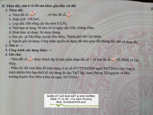 Đất bán dưới 3 tỷ tại Hóc Môn, TpHCM, có sổ hồng riêng DB1317 3 CS 1